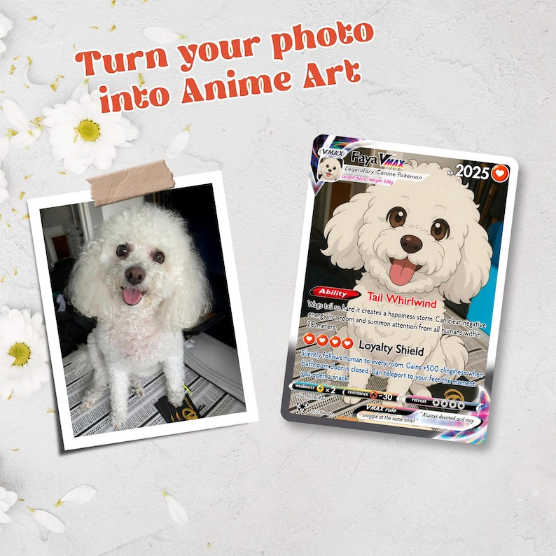 Personalized Pet as Pokemon Card, Turn your pet into a Pokemon, Custom Photo Anime Card, Gift For Him, Gift For Her, Pet Lover Gift Cat Gift il_794xN.7242536007_p1km.jpg