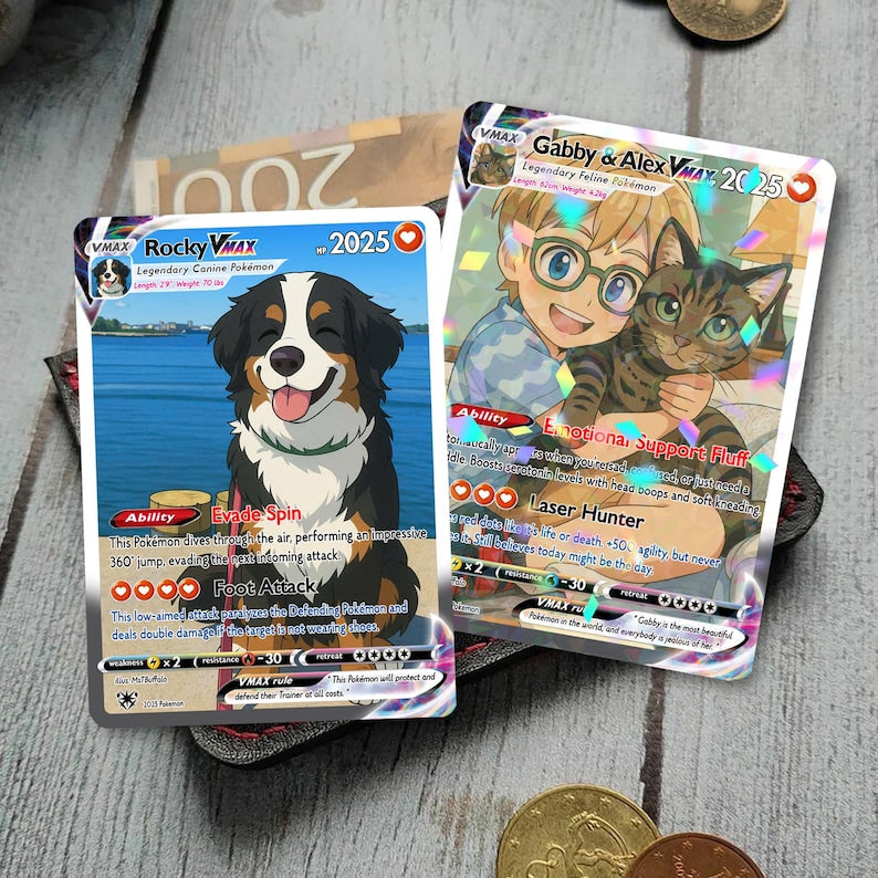 Personalized Pet as Pokemon Card, Turn your pet into a Pokemon, Custom Photo Anime Card, Gift For Him, Gift For Her, Pet Lover Gift Cat Gift il_794xN.7242536017_2ezn.jpg