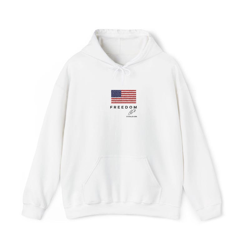 Charlie Kirk Freedom USA Hoodie Embroidered Turning Point Conservative Political Apparel, Patriotic Sweatshirt, Political Gift