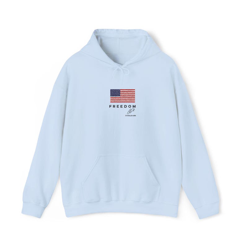 Charlie Kirk Freedom USA Hoodie Embroidered Turning Point Conservative Political Apparel, Patriotic Sweatshirt, Political Gift