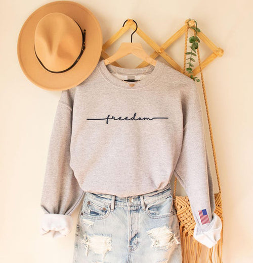 Freedom Embroidered Sweatshirt with USA Flag on Sleeve,Kirk's Legacy Sweater,Patriotic Embroidery Sweater,Justice for Charlie,American Pride
