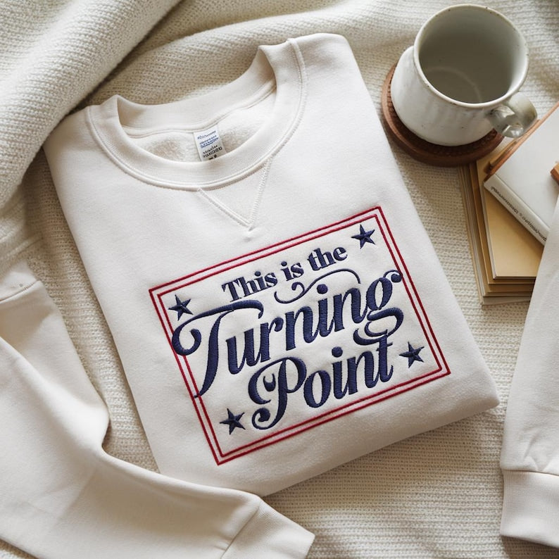 Embroidered Turning Point USA Sweatshirt, Charlie Kirk Sweater, Rest in Peace Charlie Sweatshirt, Charlie Kirk Memorial Hoodie, Republican Hoodie
