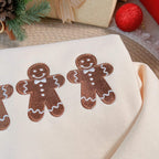 Gingerbread Men Embroidered Sweatshirt, Cute Christmas Cookie Crewneck,Matching Holiday Pullover, Festive Unisex Winter Sweater