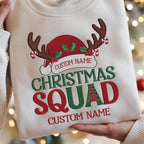EMBROIDERED Custom Christmas Squad Sweatshirt, Christmas Group Hoodie, Christmas Family Sweater, Christmas Sweatshirt, Family Matching Hoodie