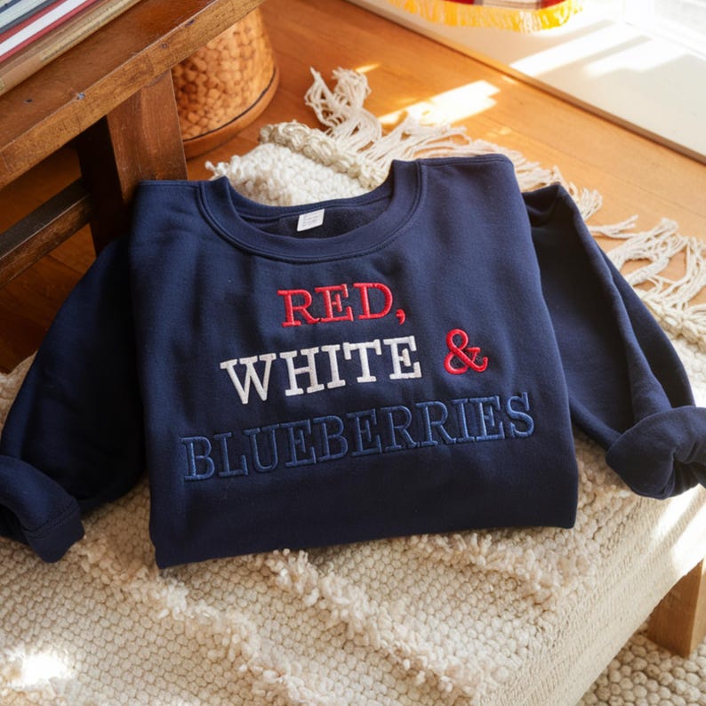 Embroidered Red, White, Blueberries Sweatshirt Charlie Kirk Tribute quote Sweatshirt Charlie Kirk Freedom Champion Shirt Charlie Kirk Tee