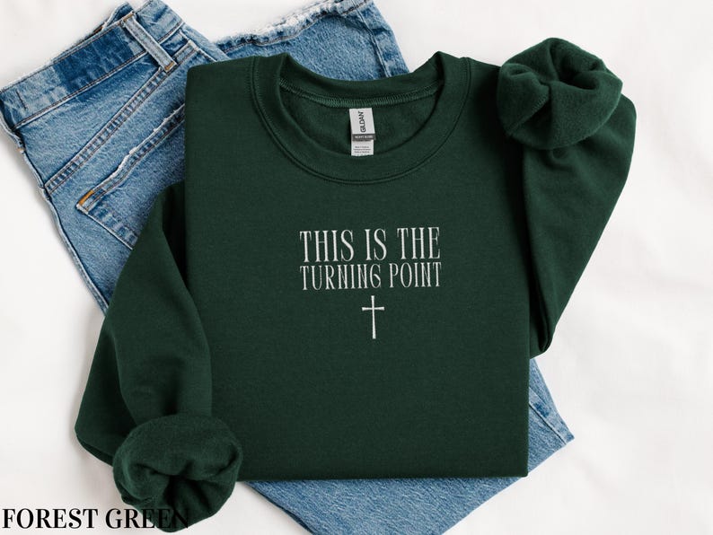 Embroidered This Is The Turning Point Sweatshirt, Charlie Kirk Crewneck, Pro Conservative Freedom Sweater, Patriotic Christian Apparel