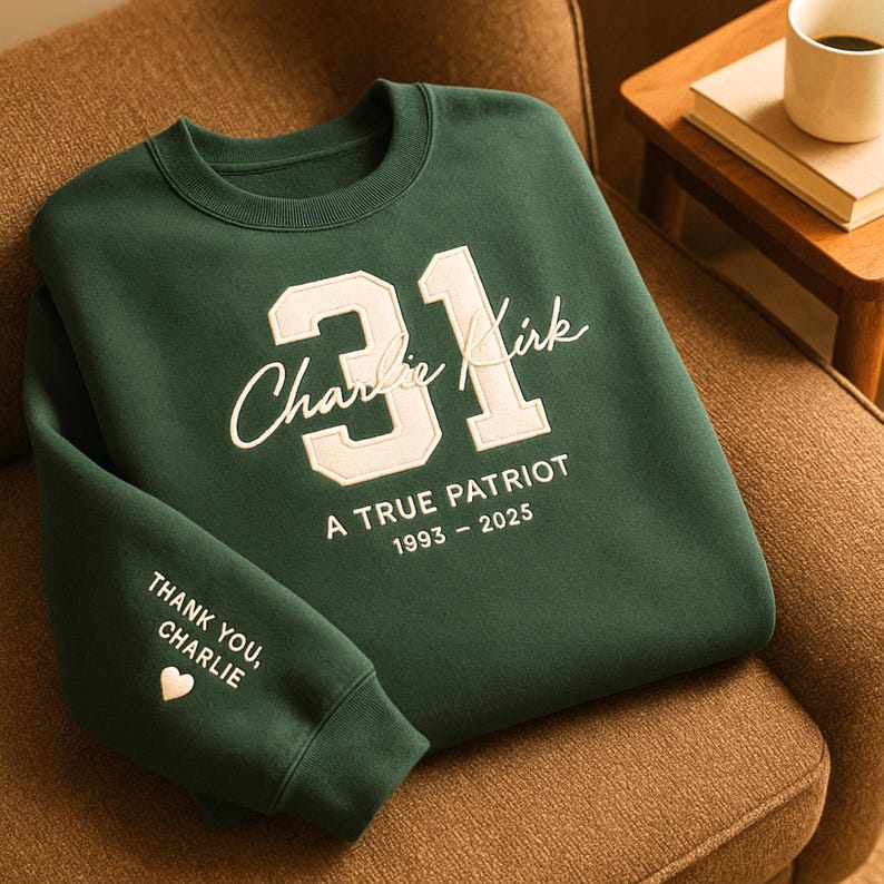 Charlie Kirk Freedom 31 Embroidered Sweatshirt, Freedom Sweater Justice For Charlie Kirk Unisex Sweatshirt Hoodie, Patriotic Hoodie