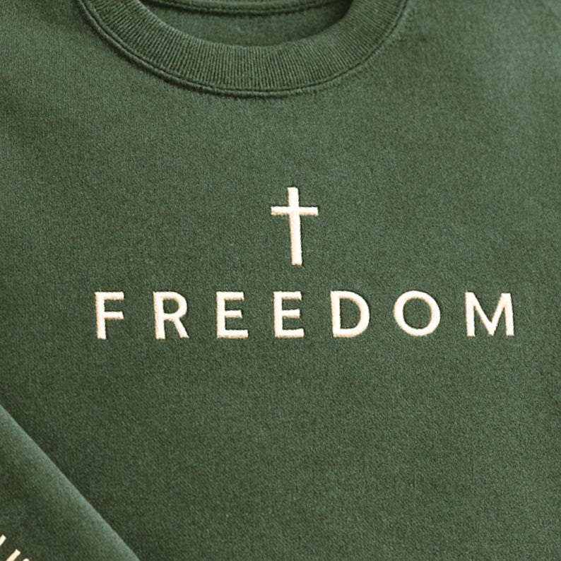 Freedom Embroidered Hoodie - Freedom Sweatshirt - Christian Freedom Sweatshirt, Embroidered Unisex Sweatshirt, Liberty Faith Apparel