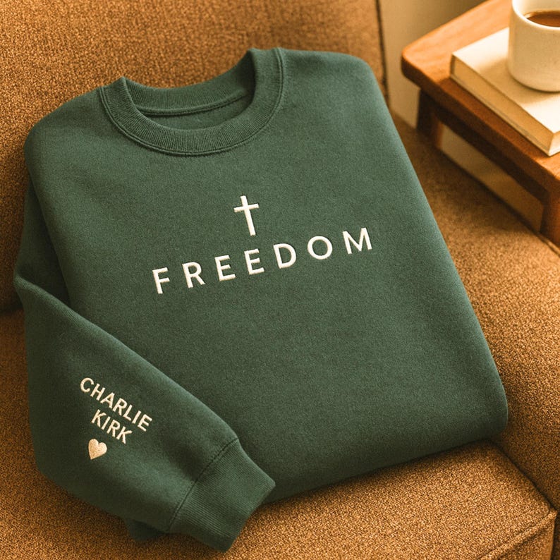 Freedom Embroidered Hoodie - Freedom Sweatshirt - Christian Freedom Sweatshirt, Embroidered Unisex Sweatshirt, Liberty Faith Apparel