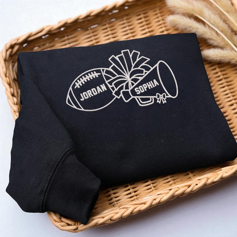 Embroidered Custom Football Cheer Mom Sweatshirt, Gameday Mom of Both Sweater, Football Cheer Gift for Mom Cheer, Football High School Football Hoodie