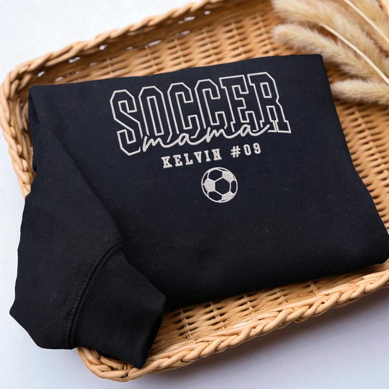 Embroidered Soccer Mom Sweatshirt, Personalized Soccer Mom Hoodie, Soccer Mom Gift, Mothers Day Gift, Soccer Game Day Sweater for Soccer Mama