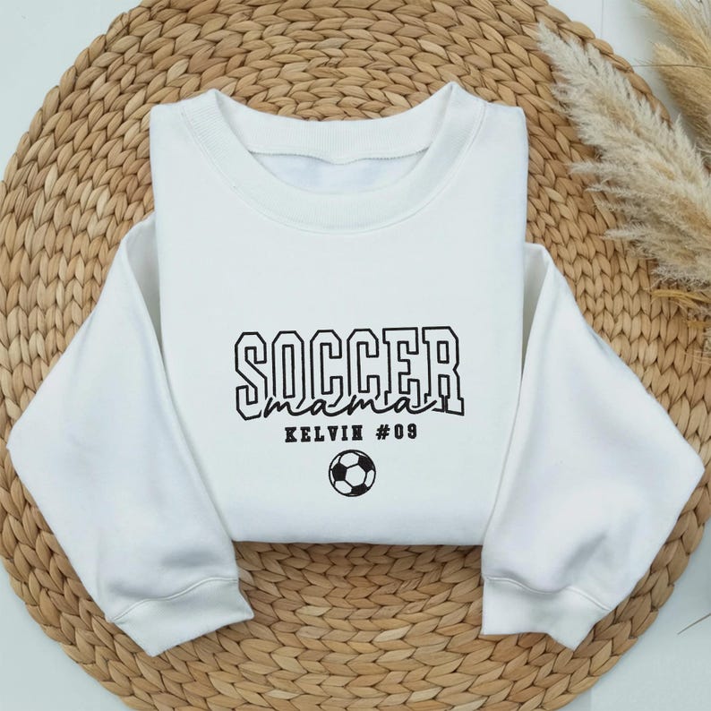 Embroidered Soccer Mom Sweatshirt, Personalized Soccer Mom Hoodie, Soccer Mom Gift, Mothers Day Gift, Soccer Game Day Sweater for Soccer Mama