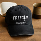 Embroidered Charlie Kirk Freedom Microphone Logo Cap Embroidered Adjustable Baseball Hat Celebrating Free Speech and Patriotic Spirit