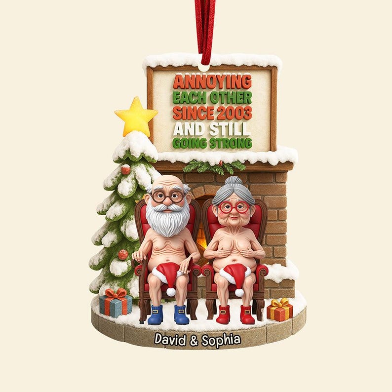 Personalized Naughty Old Couple Christmas Ornament, Annoying each other since Xmas Ornament, Flat 2D Ornament, Custom Name Ornament Gifts il_794xN.7273826431_7n5d.jpg