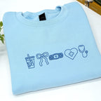 Embroidered Nurse Sweatshirt - Coquette Bow, Personalized CNA Crewneck - Nursing Student Sweatshirt For Her