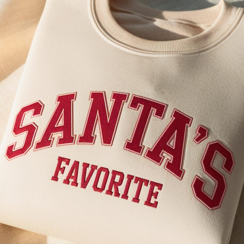 Santas Favorite Christmas Embroidered Sweatshirt, Christmas Sweater, Womens Christmas Hoodie, Christmas Gift, Funny Christmas Hoodie