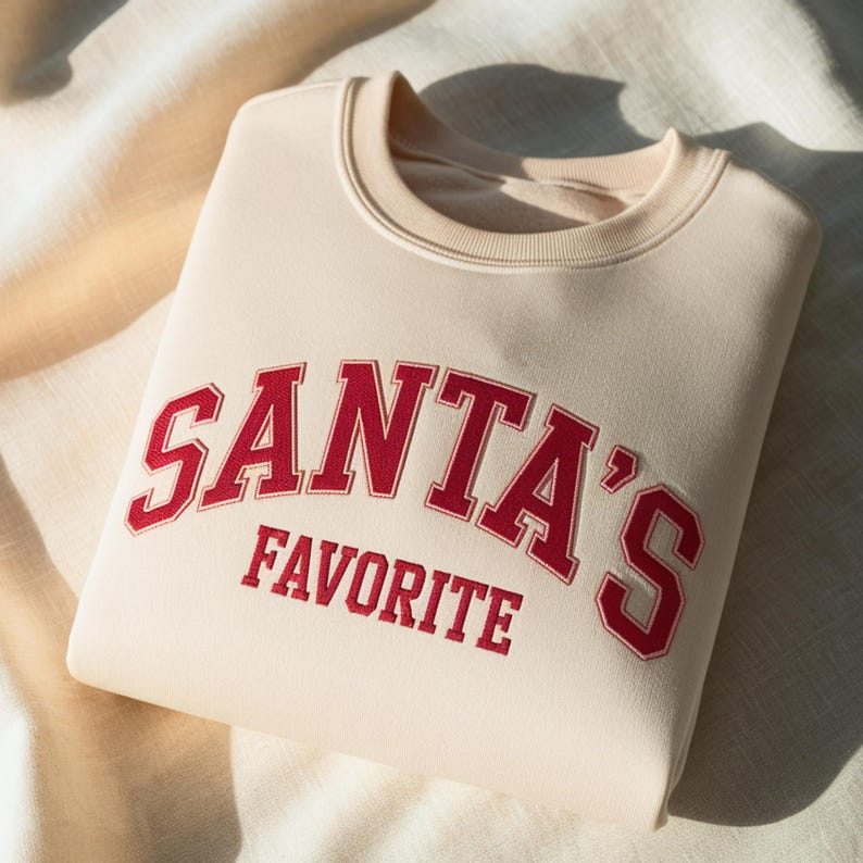 Santas Favorite Christmas Embroidered Sweatshirt, Christmas Sweater, Womens Christmas Hoodie, Christmas Gift, Funny Christmas Hoodie