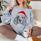Custom Santa Paws Christmas Dog Sweatshirt, 50 Dog Breeds in Festive Santa Hat T-shirt, Dog Lover Shirt, Funny Christmas Gift Hoodie