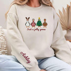 Personalized Jolly Goose Embroidered Sweatshirt, Christmas Goose Hoodie, Kawaii Holiday Crewneck, Festive Winter Embroidery Sweater