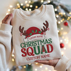 EMBROIDERED Custom Christmas Squad Sweatshirt, Christmas Group Hoodie, Christmas Family Sweater, Christmas Sweatshirt, Family Matching Hoodie
