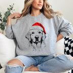 Custom Santa Paws Christmas Dog Sweatshirt, 50 Dog Breeds in Festive Santa Hat T-shirt, Dog Lover Shirt, Funny Christmas Gift Hoodie