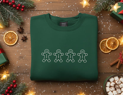 Gingerbread men Embroidered Sweatshirt | Christmas Crewneck | Holiday Gifts | Cozy Lounge Wear | Lightweight Sweatshirt