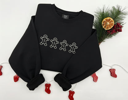 Gingerbread men Embroidered Sweatshirt | Christmas Crewneck | Holiday Gifts | Cozy Lounge Wear | Lightweight Sweatshirt