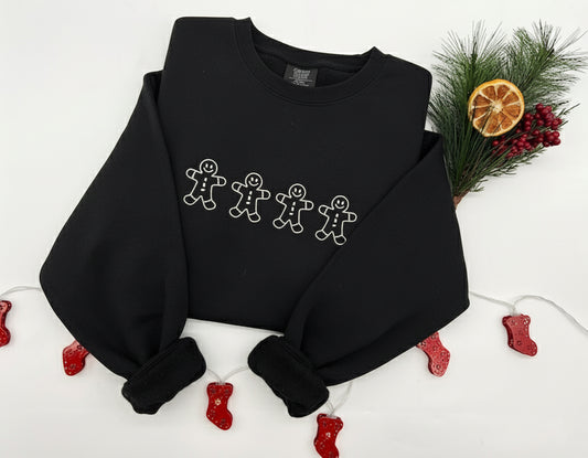 Gingerbread men Embroidered Sweatshirt | Christmas Crewneck | Holiday Gifts | Cozy Lounge Wear | Lightweight Sweatshirt