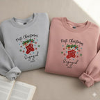 First Christmas Engaged Personalized Embroidered Sweatshirt Couple Engagement Gift Matching Christmas Hoodie Newly Engaged Apparel