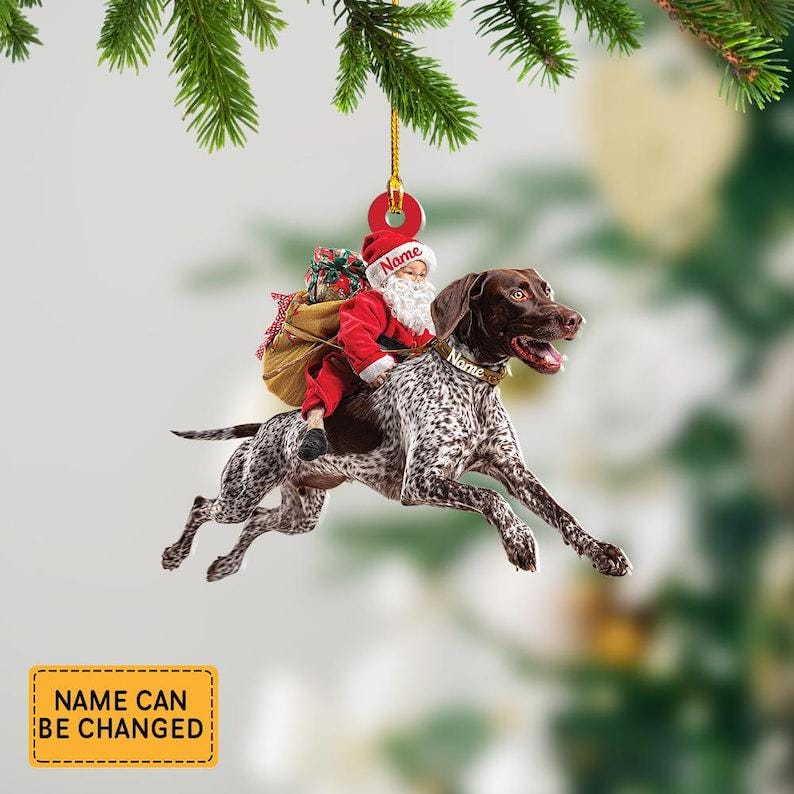 Santa Riding German Shorthaired Pointer Dog Ornament Realistic Dog Christmas Decoration, Funny Santa Claus Pet Lover Gift il_794xN.7353143113_jfch.jpg