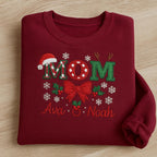 Embroidered Custom Christmas Mom Sweatshirt, Festive Mom Hoodie, Holiday Gift for Mom, Family Reunion, Cozy Winter Christmas Sweater