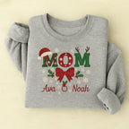 Embroidered Custom Christmas Mom Sweatshirt, Festive Mom Hoodie, Holiday Gift for Mom, Family Reunion, Cozy Winter Christmas Sweater