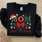 Embroidered Custom Christmas Mom Sweatshirt, Festive Mom Hoodie, Holiday Gift for Mom, Family Reunion, Cozy Winter Christmas Sweater
