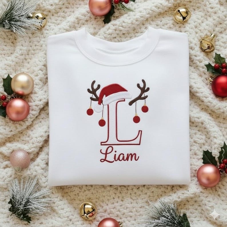 Personalized Embroidered Sweatshirt, Custom Name Christmas Hoodie, Christmas Sweatshirt, Christmas Gift For Family Friends