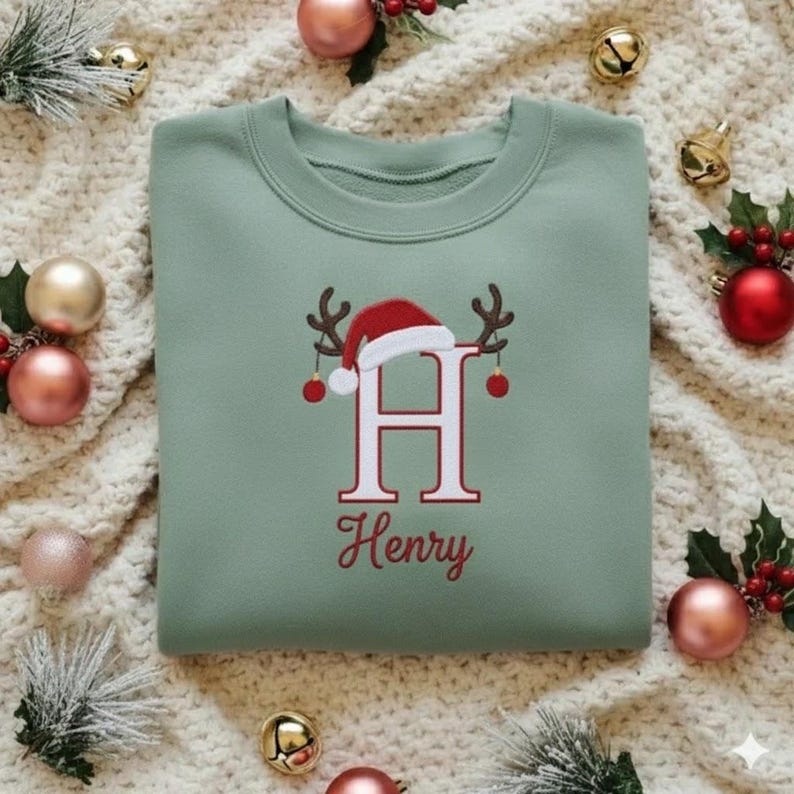 Personalized Embroidered Sweatshirt, Custom Name Christmas Hoodie, Christmas Sweatshirt, Christmas Gift For Family Friends