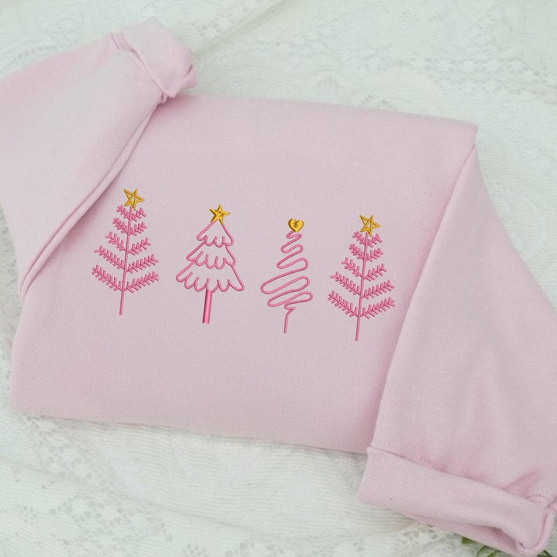 Christmas Tree Embroidered Sweatshirt, Christmas Hoodie, Embroidered Christmas Hoodie, Christmas Embroidery Sweatshirt