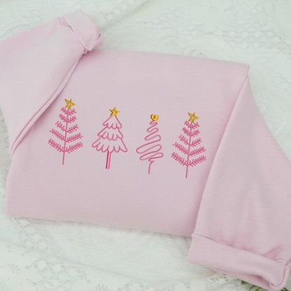 Christmas Tree Embroidered Sweatshirt, Christmas Hoodie, Embroidered Christmas Hoodie, Christmas Embroidery Sweatshirt