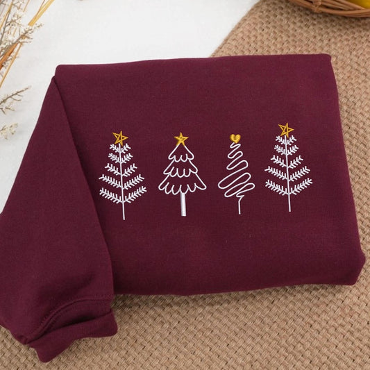 Christmas Tree Embroidered Sweatshirt, Christmas Hoodie, Embroidered Christmas Hoodie, Christmas Embroidery Sweatshirt