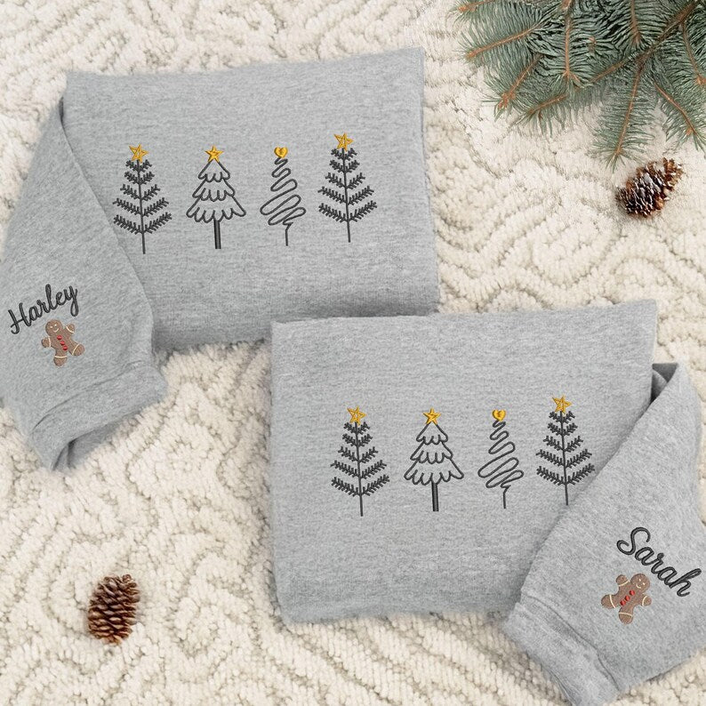 Christmas Tree Embroidered Sweatshirt, Christmas Hoodie, Embroidered Christmas Hoodie, Christmas Embroidery Sweatshirt
