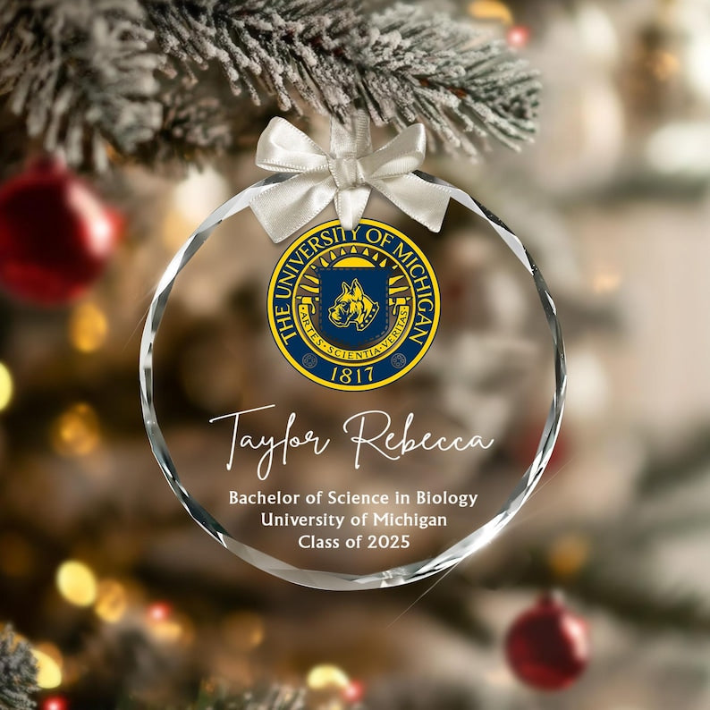 Custom College Logo Graduation Ornament - Personalized Grad Gift for Graduates To Celebrate Your Hard Work, Class of 2025 il_794xN.7367574310_352f.jpg