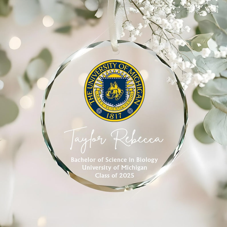 Custom College Logo Graduation Ornament - Personalized Grad Gift for Graduates To Celebrate Your Hard Work, Class of 2025 il_794xN.7367574312_f1lt.jpg
