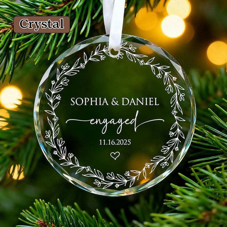 Personalized Engaged Ornament 2025,Wedding Keepsake Ornament,Engagement Ornament with Names & Date,Engaged Gift,Newlywed Gift For Couple il_794xN.7386752245_ne45.jpg