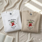 First Christmas Engaged Personalized Embroidered Sweatshirt Couple Engagement Gift Matching Christmas Hoodie Newly Engaged Apparel