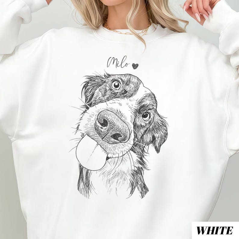 Custom Dog Photo Sweatshirt, Dog Owner Gift, Personalized Pet Portrait from Photo, Custom Dog Cat Drawing Shirt, Pet Memorial Gift il_794xN.7410561628_gno1.jpg