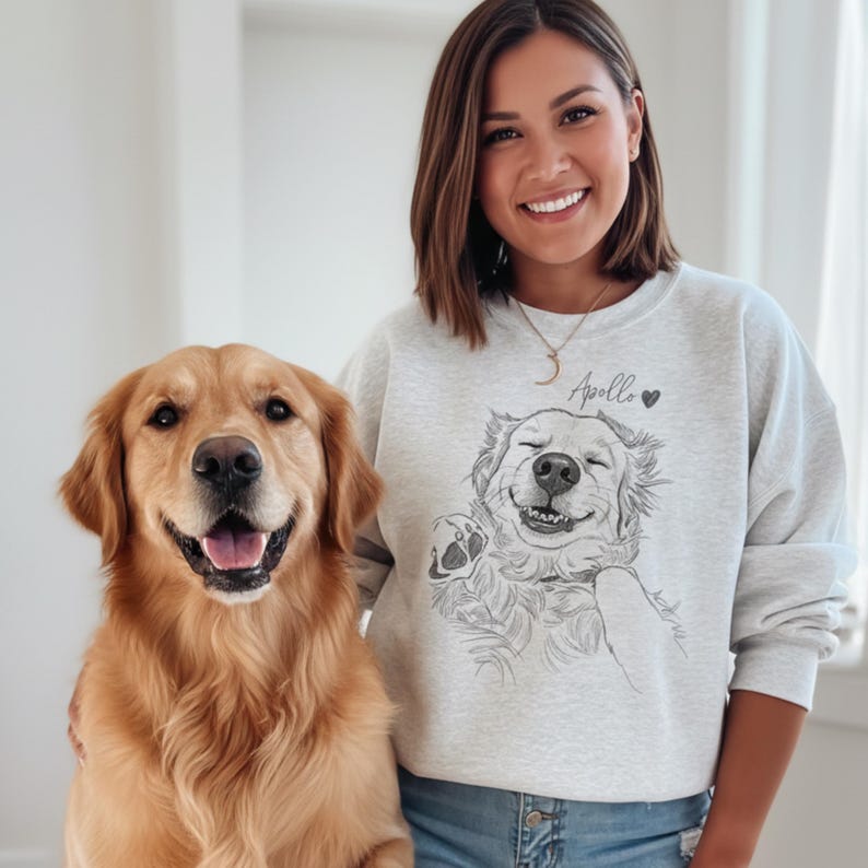 Custom Dog Photo Sweatshirt, Dog Owner Gift, Personalized Pet Portrait from Photo, Custom Dog Cat Drawing Shirt, Pet Memorial Gift il_794xN.7410561760_n867.jpg