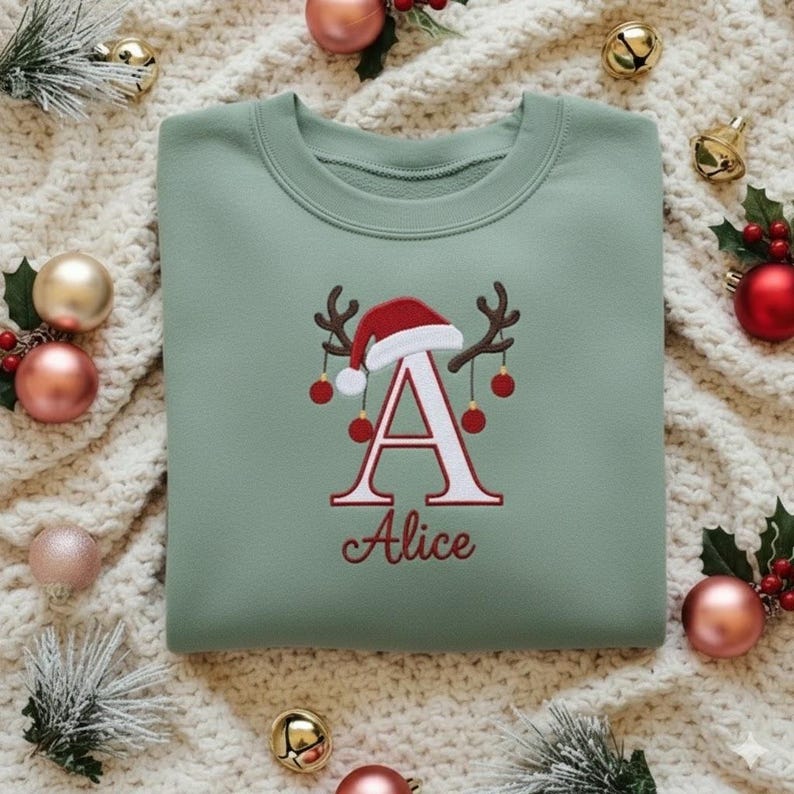 Personalized Embroidered Sweatshirt, Custom Name Christmas Hoodie, Christmas Sweatshirt, Christmas Gift For Family Friends
