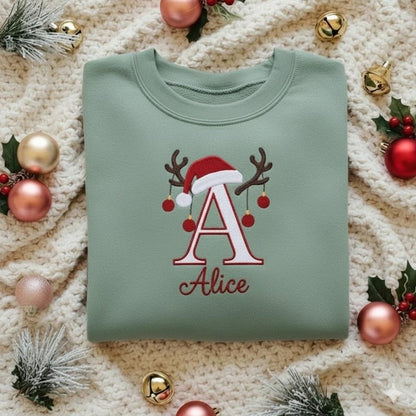 Personalized Embroidered Sweatshirt, Custom Name Christmas Hoodie, Christmas Sweatshirt, Christmas Gift For Family Friends