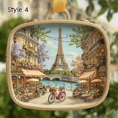Lighted Paris Suitcase Ornament, Eiffel Tower Christmas Decor, Miniature Diorama, Parisian Scene Holiday Gift, Travel Theme Decoration il_794xN.7414523764_dwp9.jpg