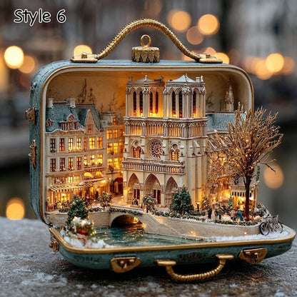 Lighted Paris Suitcase Ornament, Eiffel Tower Christmas Decor, Miniature Diorama, Parisian Scene Holiday Gift, Travel Theme Decoration il_794xN.7414668312_s6j7.jpg