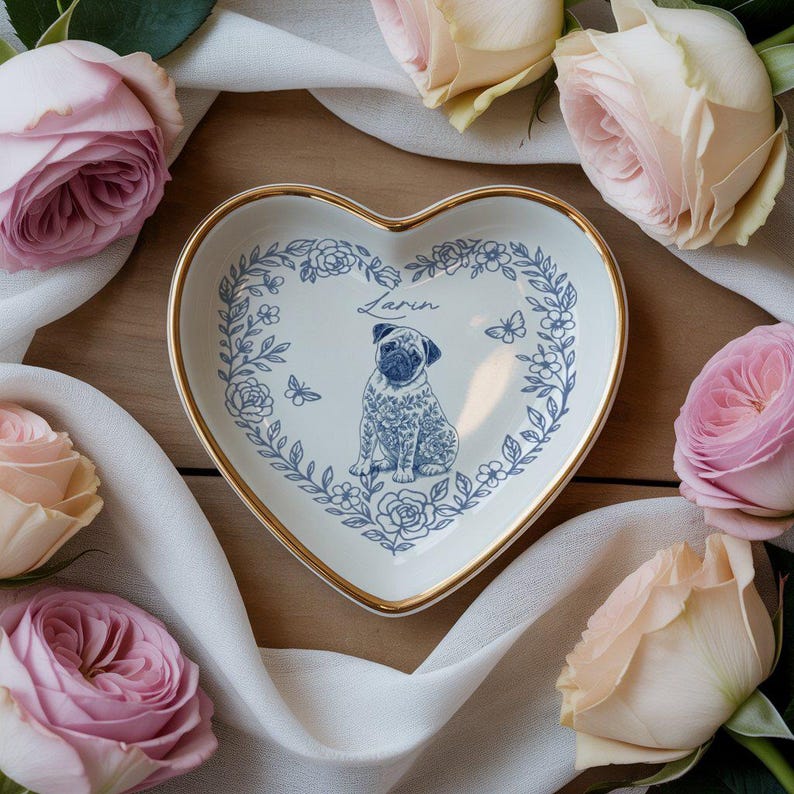 Custom Dog Cat Jewelry Dish, Toile De Jouy Pet Ring Dish , Personalized Pet Portrait Ceramic Christmas , Pet Mom Photo Gift, Pet Lover Gift il_794xN.7424163188_olev.jpg